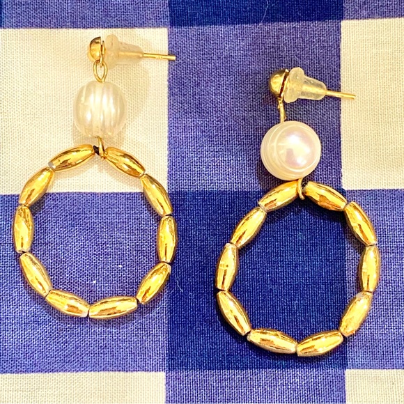 Pearl and Rice Bead Earrings - Picture 3 of 13